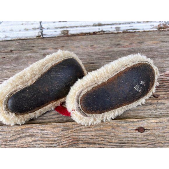 Vintage 1950s child wool Fuzzy Duck Slippers With Clicker Beak - Picture 8 of 16